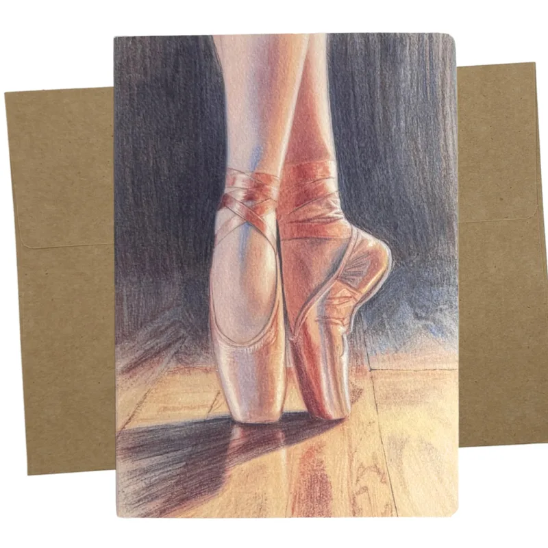 Pointe Shoes Close Up Card – Greeting Card in natural