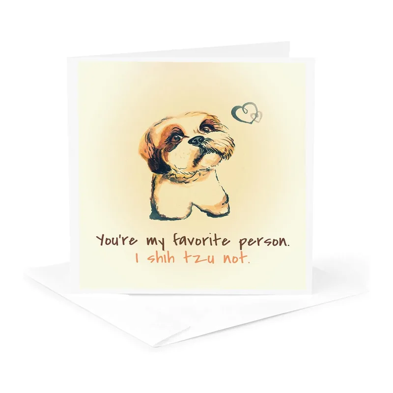 Shih Tzu Heart Friendship Card: A Punny Watercolor Greeting