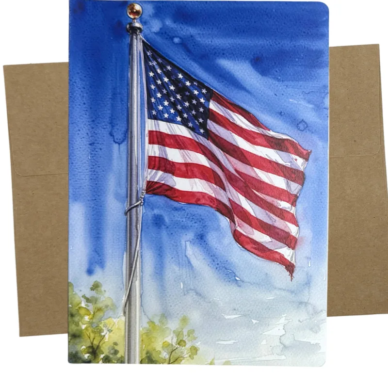 Watercolor American Flag Card – Greeting Card in natural