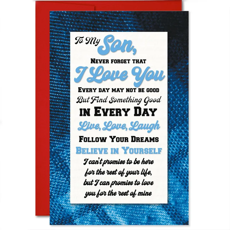 Never Forget That I Love You Card for a Son, Blue Denim