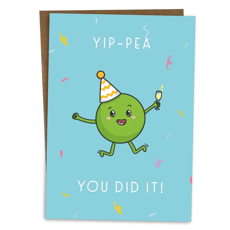 Congratulations You Did It Card: Yip-Pea Pea Party Design