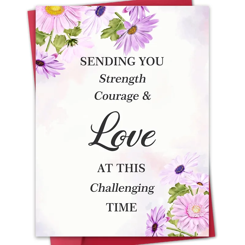 Strength and Courage Card with Purple Daisies Design