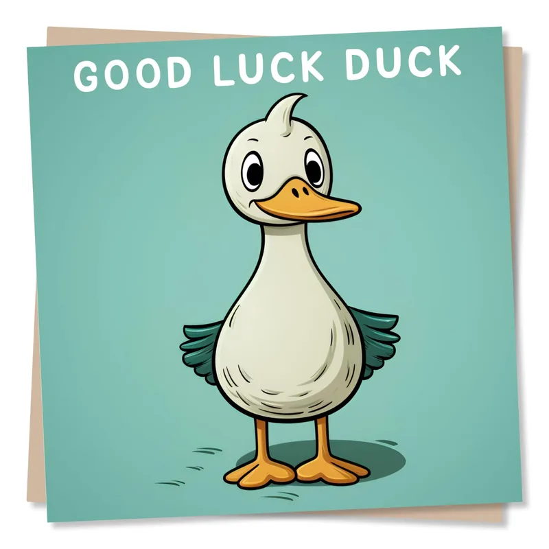Cartoon Duck Card: a good luck duck for your next big moment