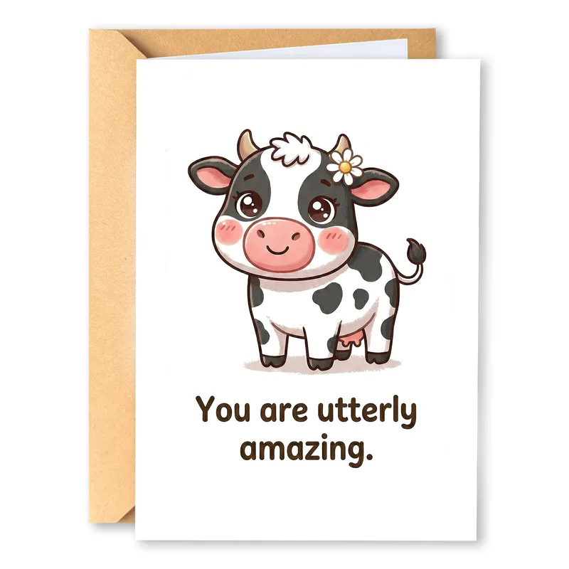 Cute Cow Encouragement Card: Cheer for Someone Special