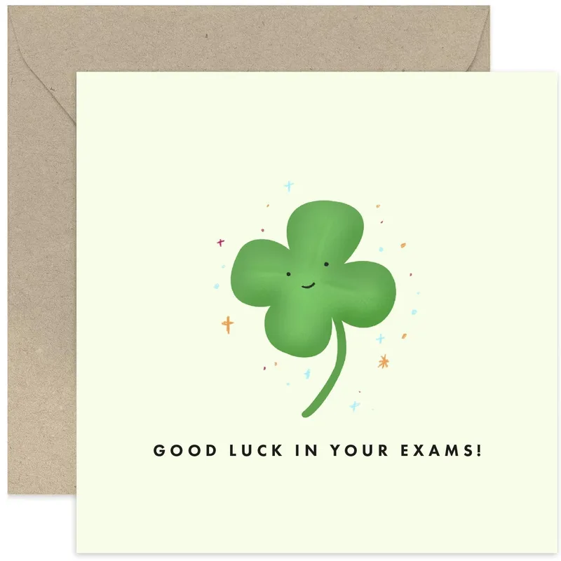Lucky Clover Card for Good Luck in Your Exams