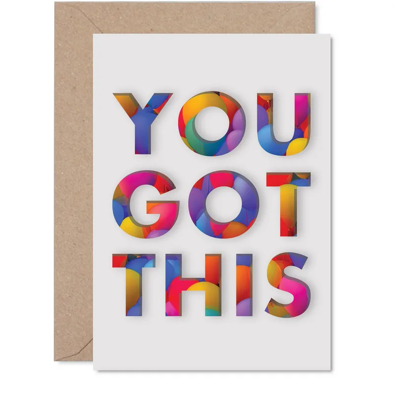 Colorful Balloon Letters Card: You Got This Encouragement