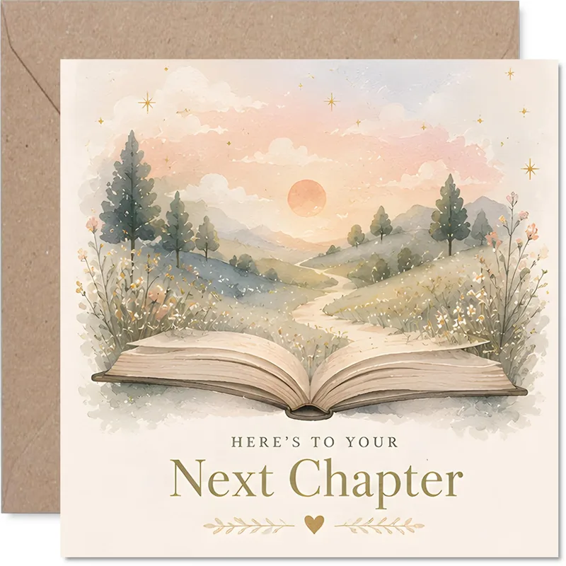 Open Book Card: A Gentle Send-Off for Your Next Chapter
