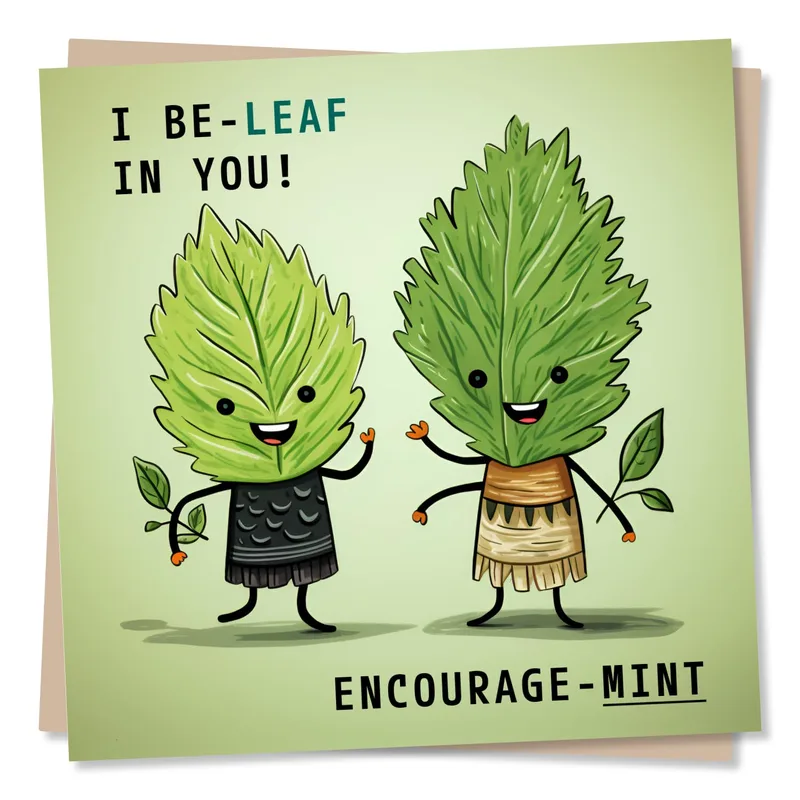 Believe in You Card with Two Cheerful Leaf Friends