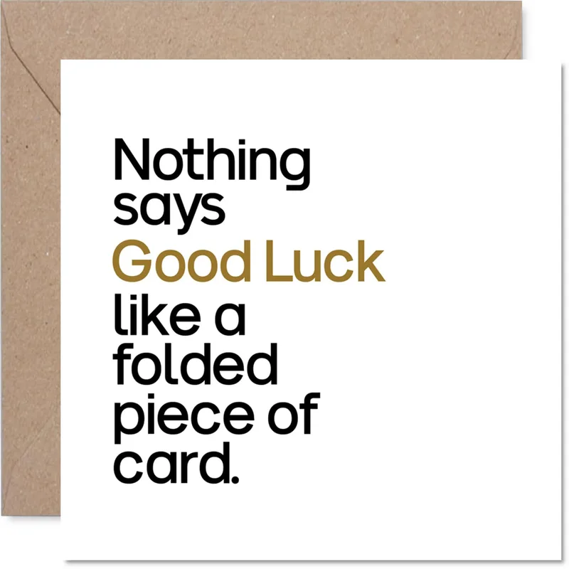 Funny Good Luck Card with a Bold Black Joke