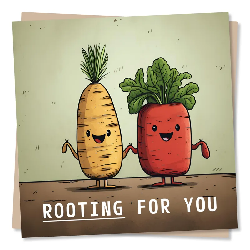 Encouragement Vegetable Card: Rooting For You Cheer