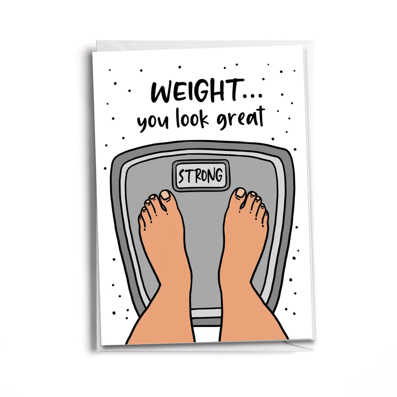 Weight Loss Encouragement Card: Bare Feet on a Scale