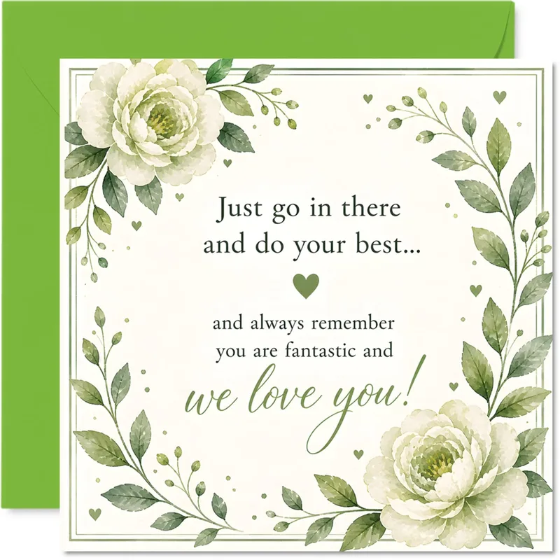 Just go Card: Green watercolor florals