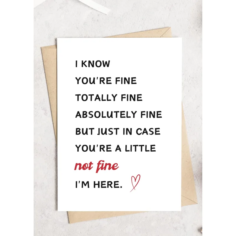 Black Red Typography Heart Card for a Friend Having a Rough Day