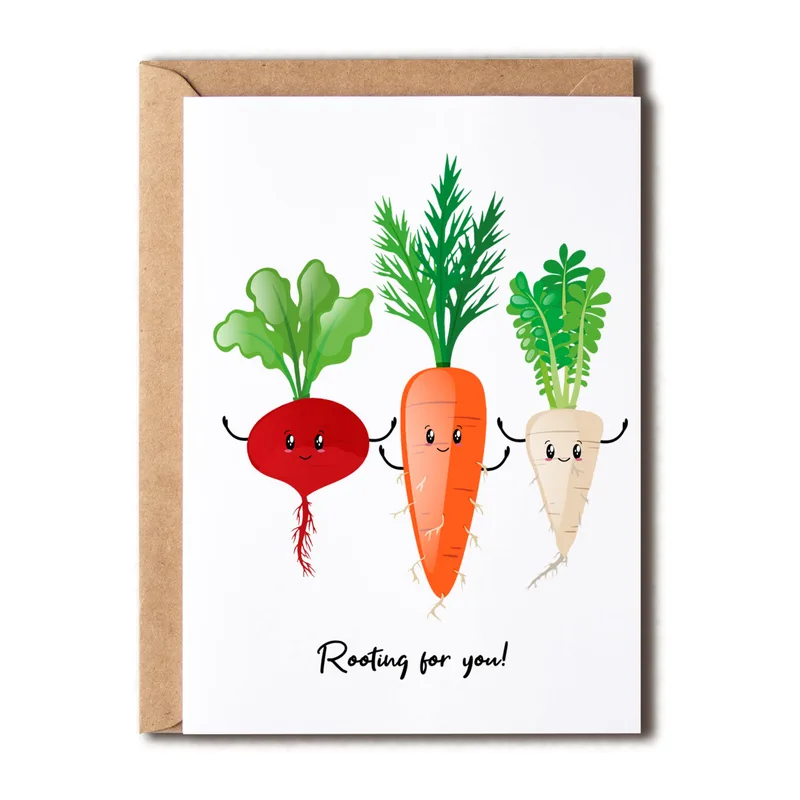 Good Luck Veggie Card: Rooting for You Greeting Card