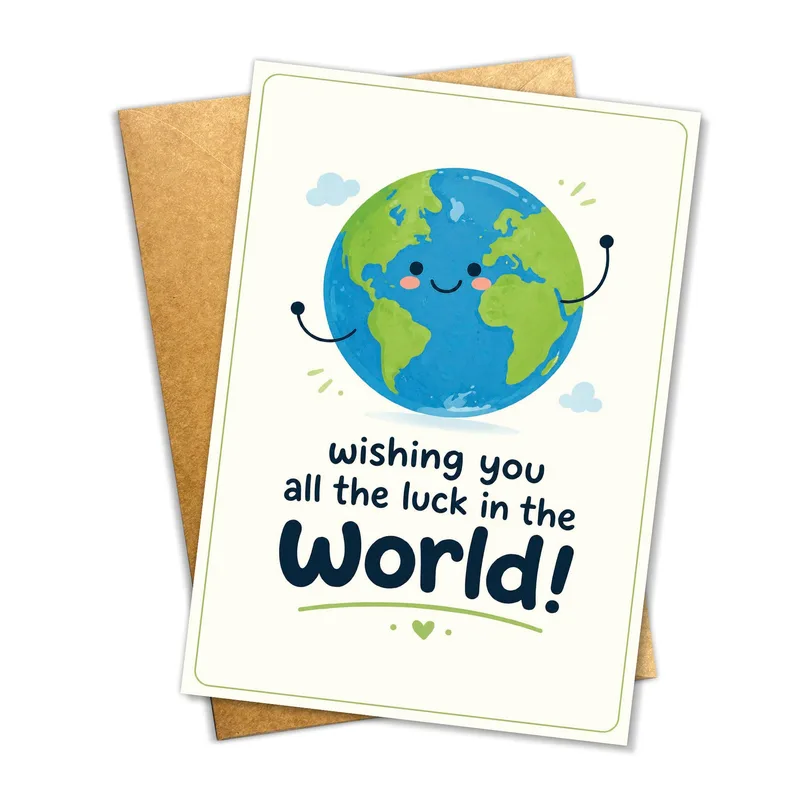 Luck in the World Card: A Smiling Earth to Wish You Well