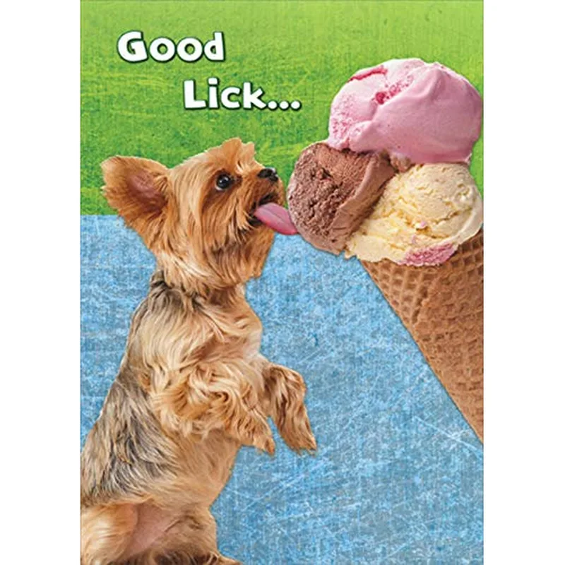 Dog Ice Cream Card: A Good Luck Card with a Lick