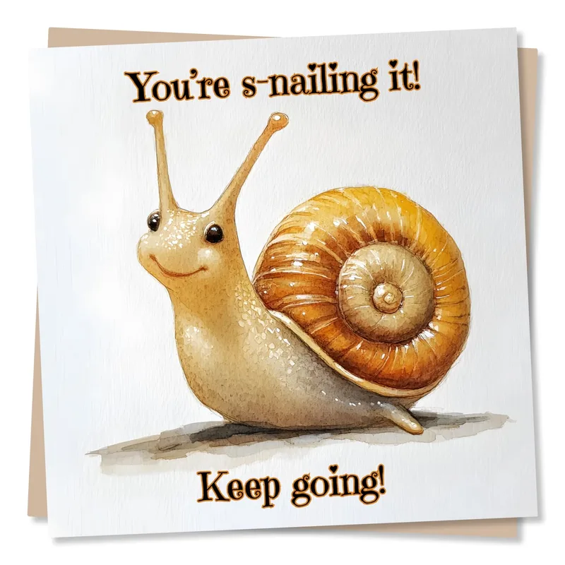 Snail Encouragement Card: You're S-nailing It, Keep Going