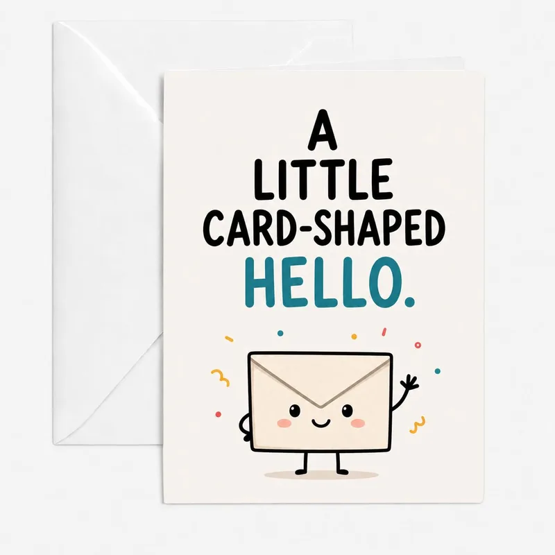Shaped Hello Card with a Waving Envelope Friend