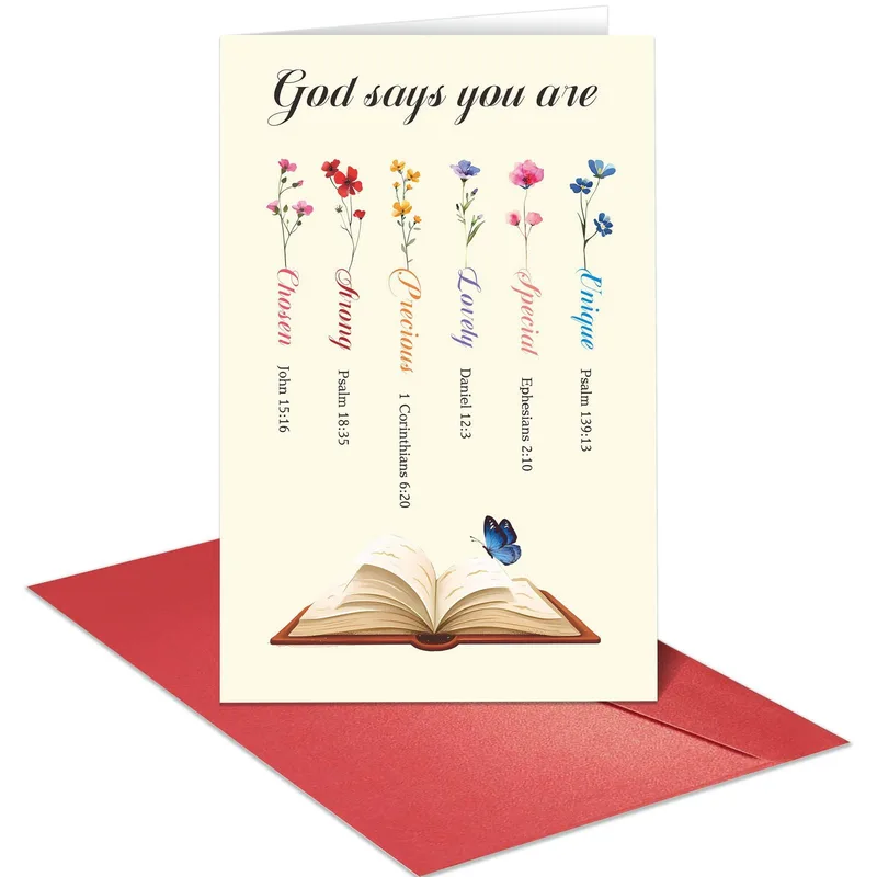 God Says You Are Card: Floral Scripture Bookmark Design