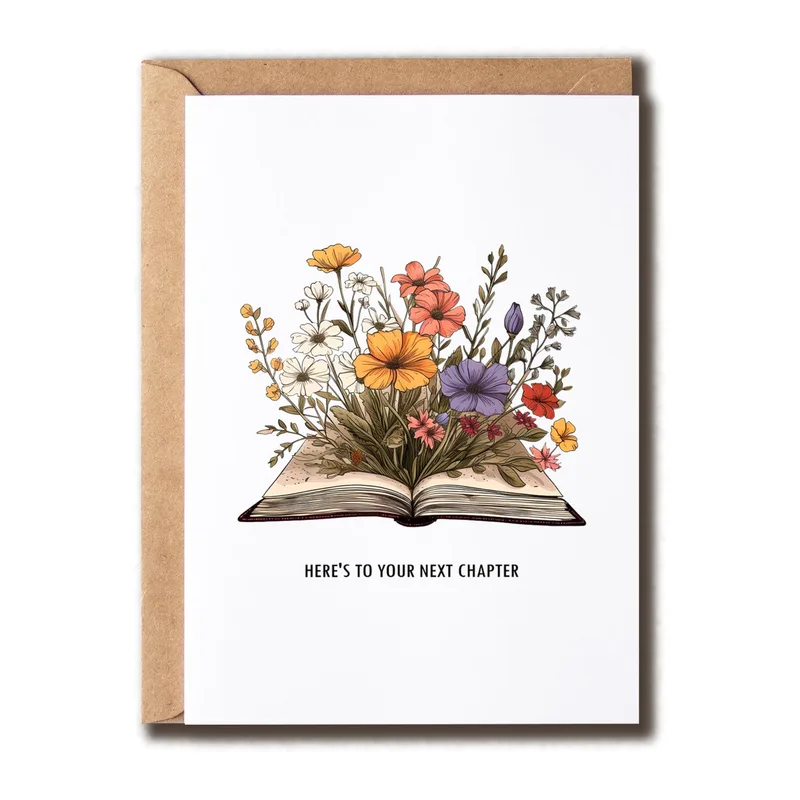 Botanical Open Book Encouragement Card for New Beginnings