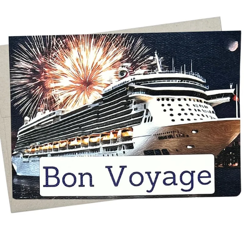 Cruise Ship Fireworks Farewell Card for a Bon Voyage Trip