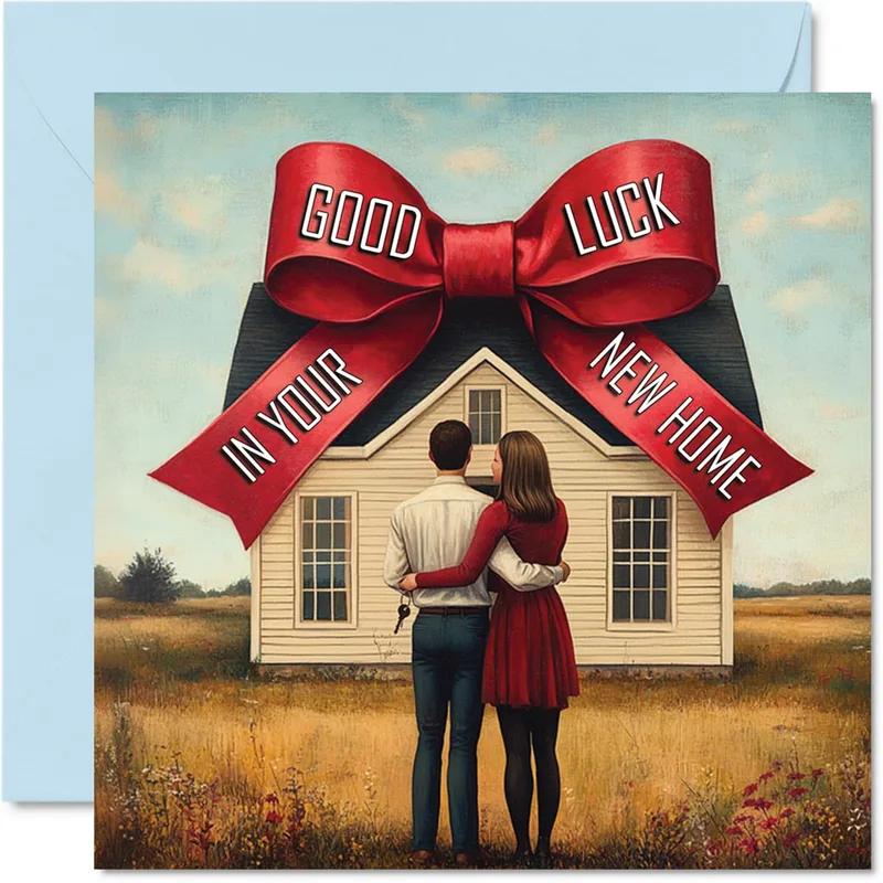 Bow Couple House New Home Card for a Fresh Start
