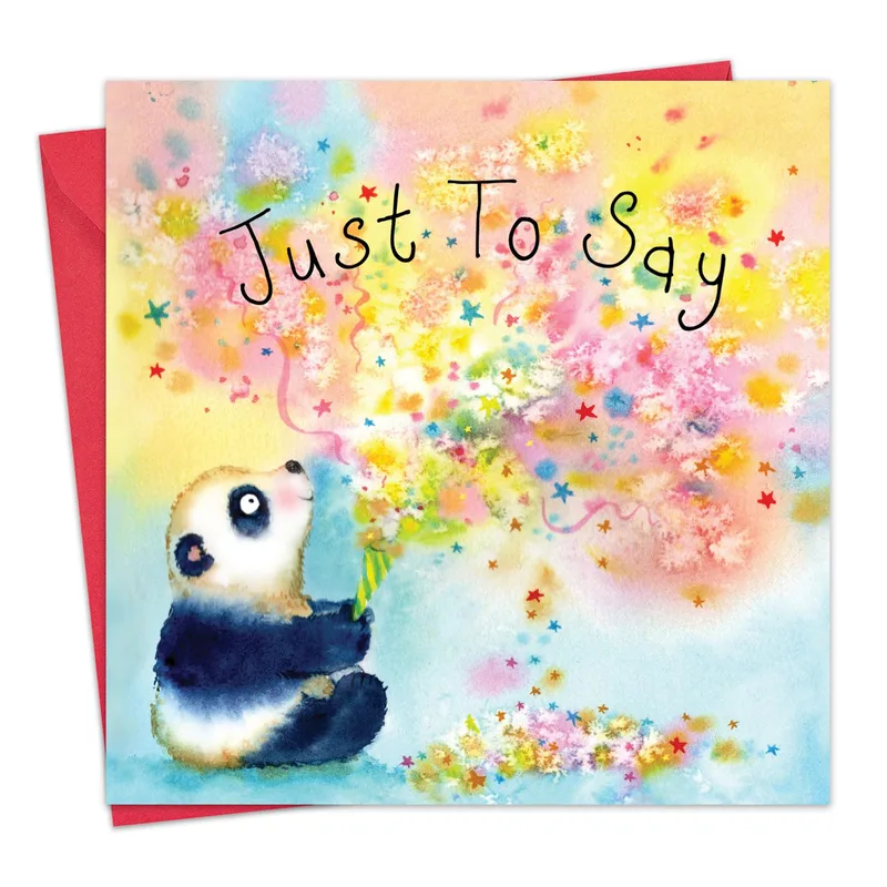 Panda Pastel Confetti Card: A Watercolor Panda Blowing Party Stars