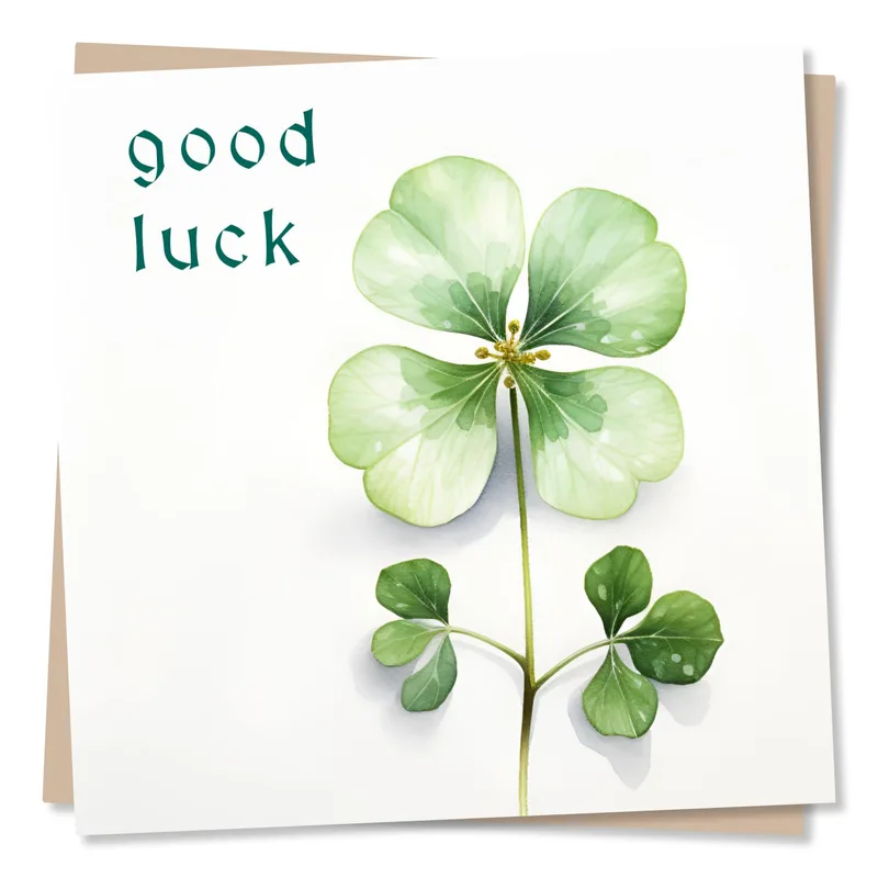 Four Leaf Clover Watercolor Card for Sending Good Wishes