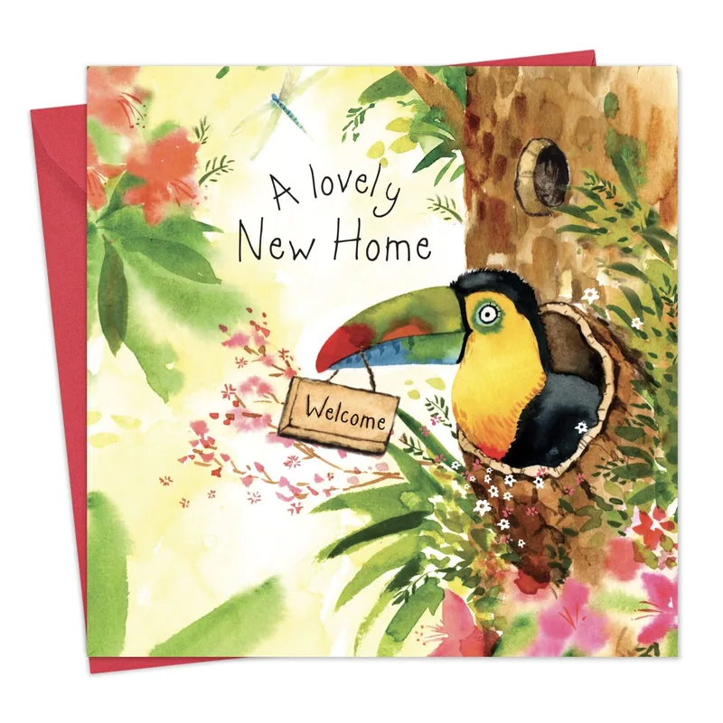 Toucan Tropical New Home Card Celebrates a Bird's First House