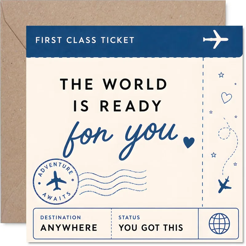 First Class Ticket Encouragement Card – Greeting Card in natural