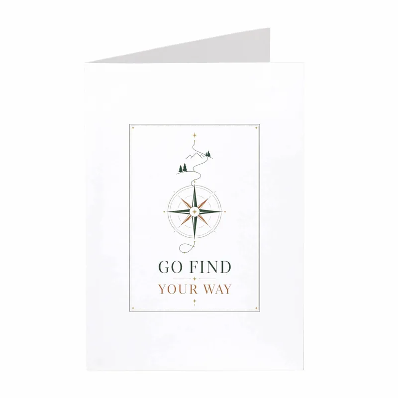 Compass Line Art Farewell Card Go Find Your Way Send-Off Design
