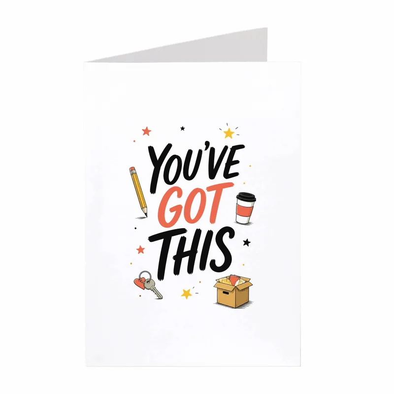 Colorful Doodle Lettering Encouragement Card for New College Students