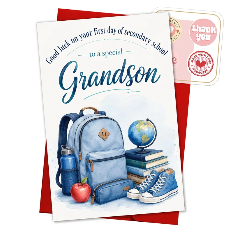 Backpack Grandson Card Good Luck Card for Secondary School Start