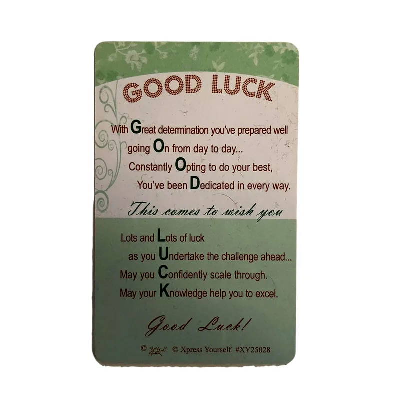 Textured Acrostic Poem Good Luck Card for Determined Achievers