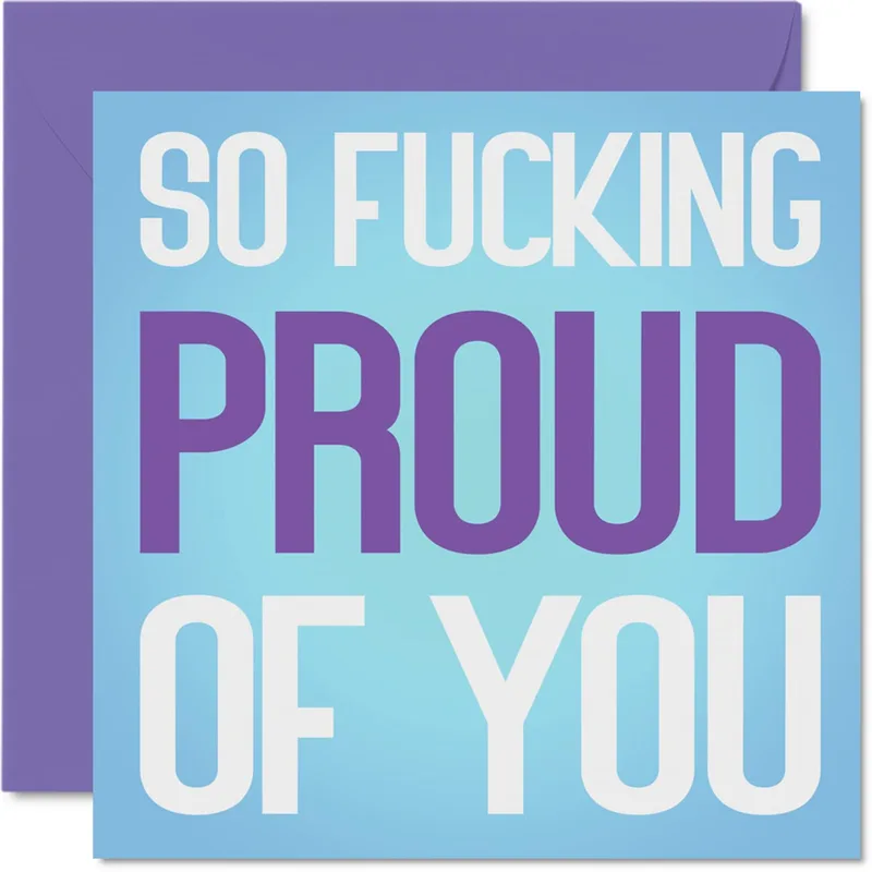 Purple Blue Lettering Encouragement Card: Bold Type for Proud Moments