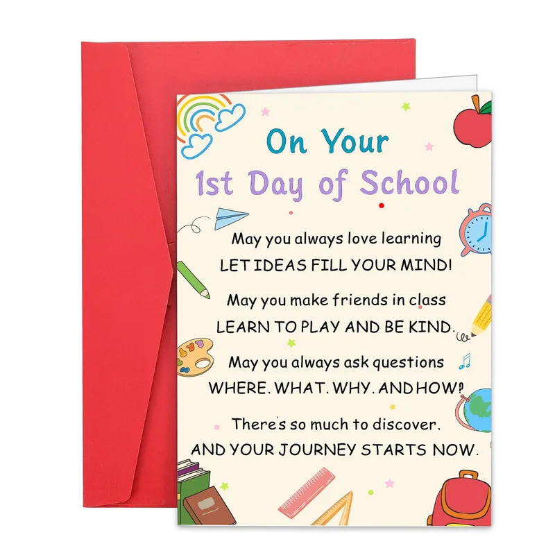 Cream Poem Back Card for First Day of School Celebrations
