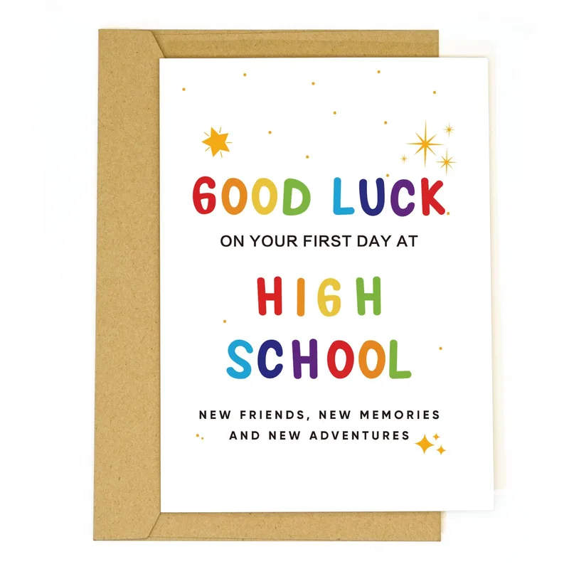 Colorful Confetti Good Luck Card celebrates a student's