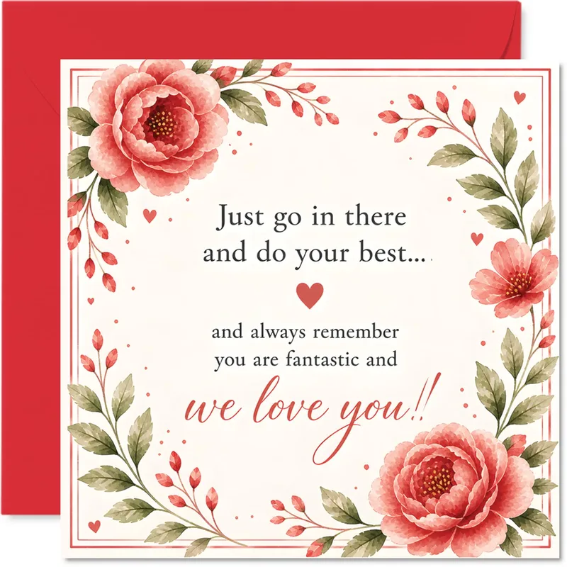 Pink Floral Frame Border Card: Encouraging Message with Peonies