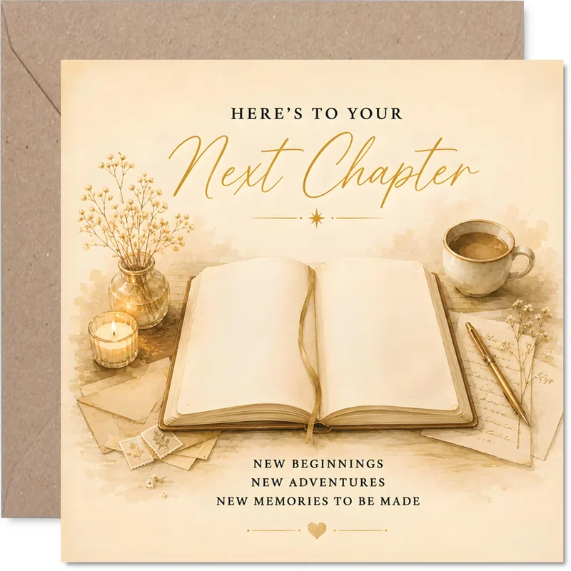 Book Coffee Sepia Encouragement Card – Greeting Card in natural