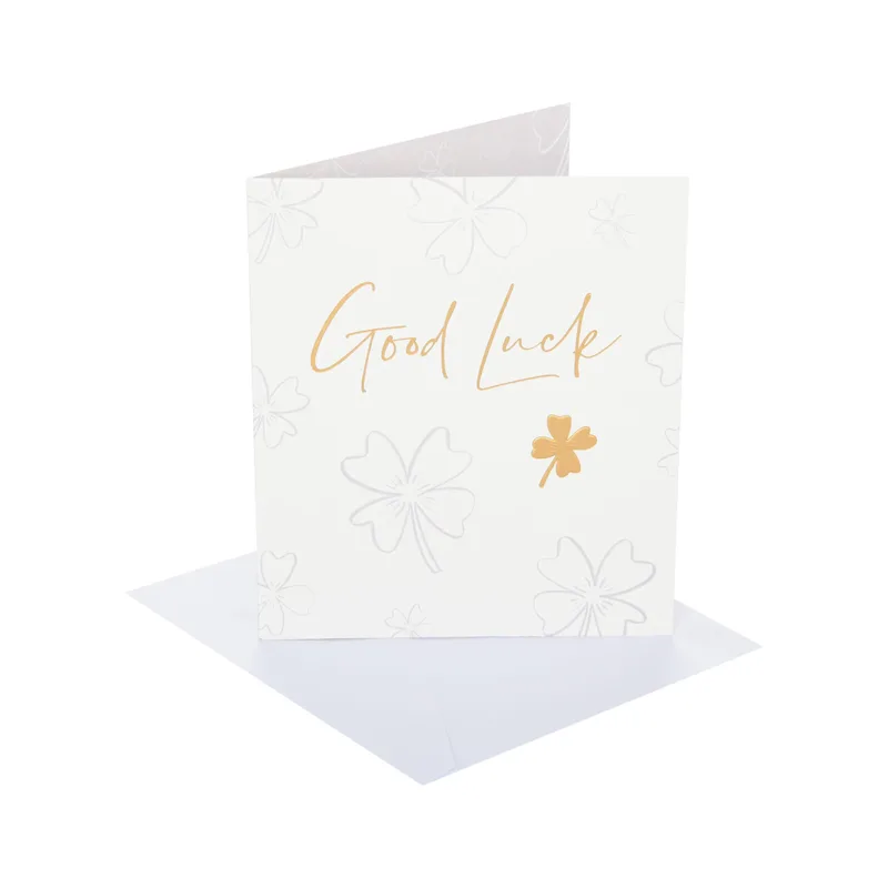 Gold Clover Pattern Good Luck Card for Encouragement
