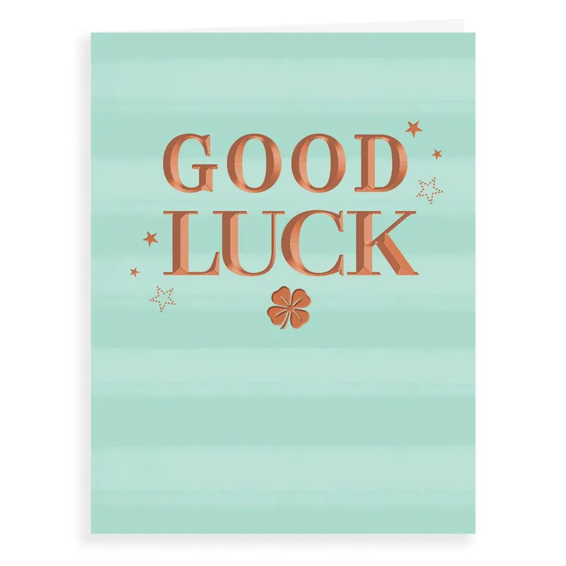 Gold Lettering Clover Good Luck Card for Encouragement