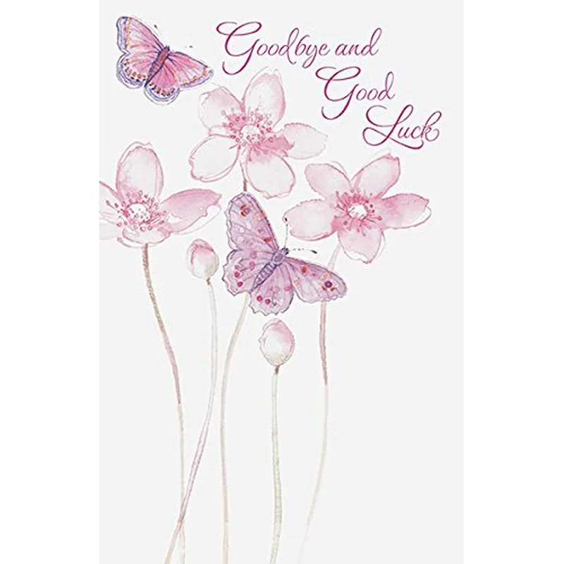 Pink Butterflies Flowers Farewell Card for Sending Off Friends