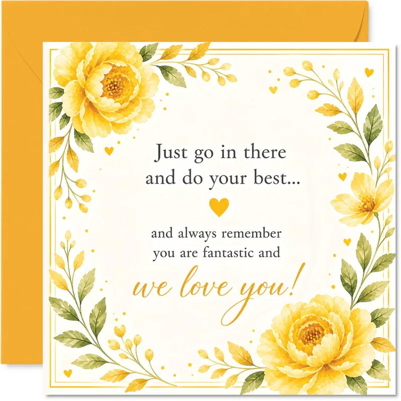 Yellow Floral Encouragement Card for Courage and Cheer