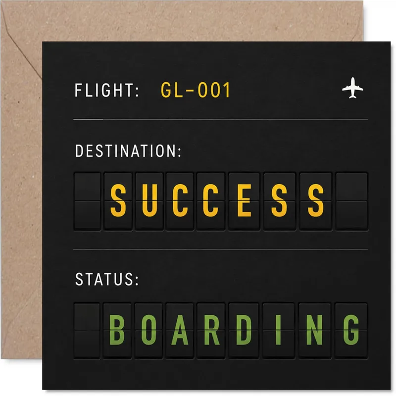 Departure Board Flight Good Luck Card for Success Seekers