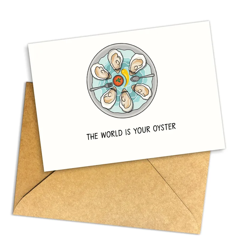 Oysters Cream Card Encouragement Card featuring a platter of oysters