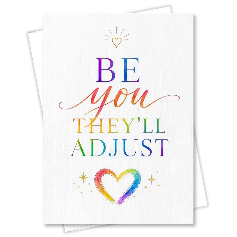 Rainbow Script Heart Encouragement Card Be You They'll Adjust