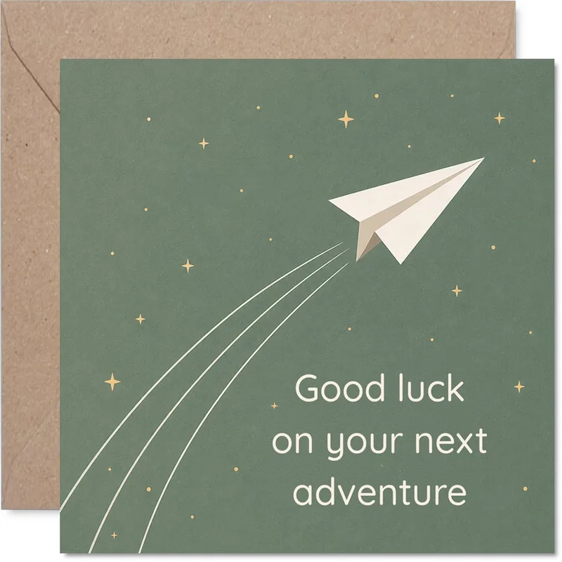 Plane Green Background Good Luck Card for New Ventures