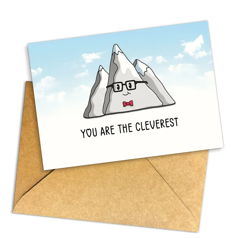 Mountain Glasses Encouragement Card: You Are The Cleverest Greeting