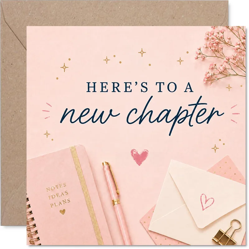 Desk Stationery Flatlay Encouragement Card Celebrating New Beginnings