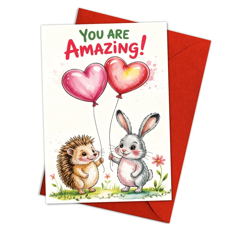 Bunny Heart Balloons Encouragement Card for Someone Special